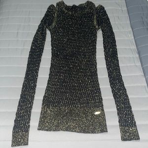 Bebe black gold bodycon shirt